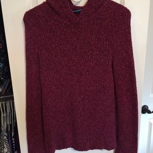 Cozy cranberry hooded sweater